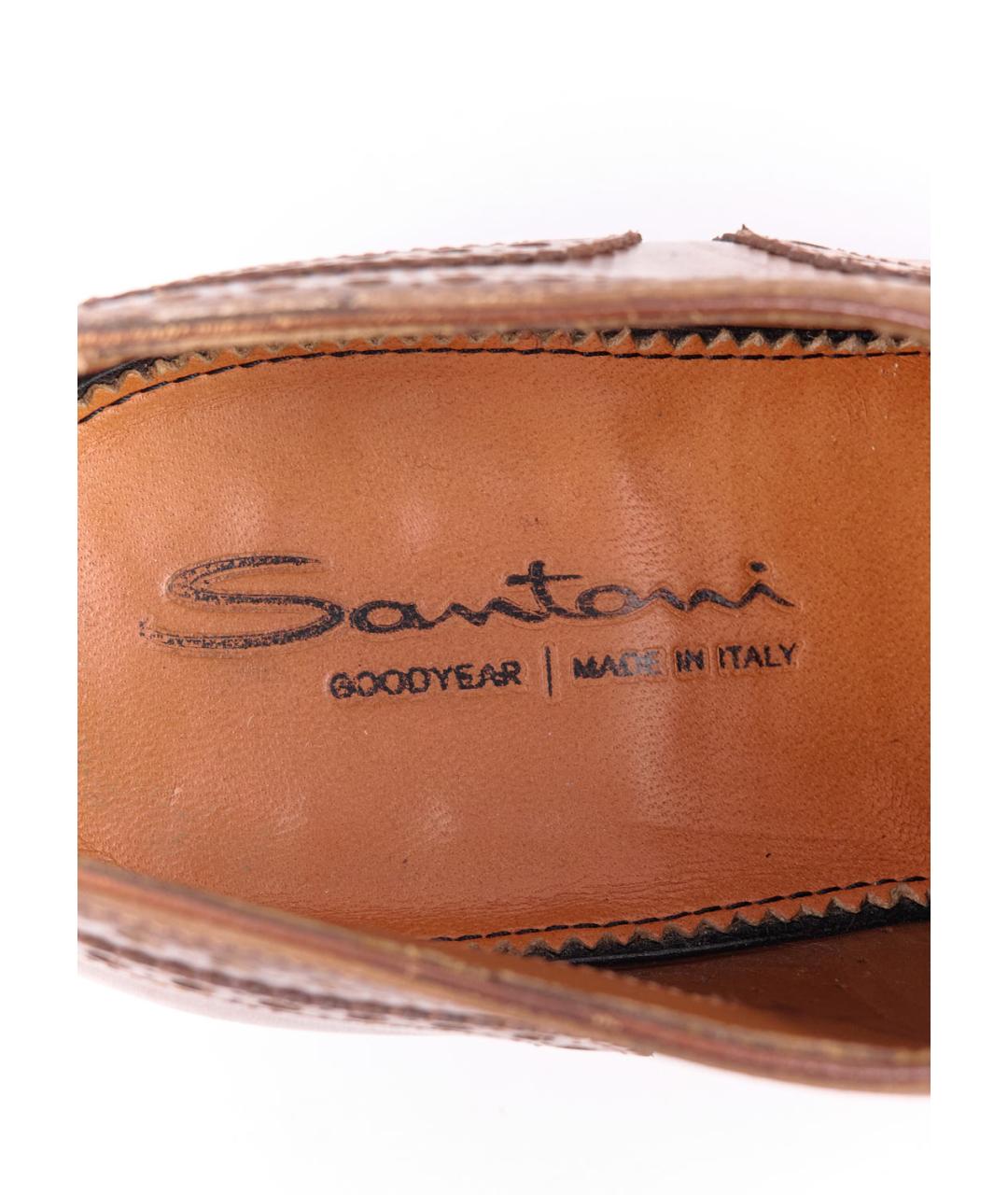 SANTONI Коричневые кожаные низкие ботинки, фото 5
