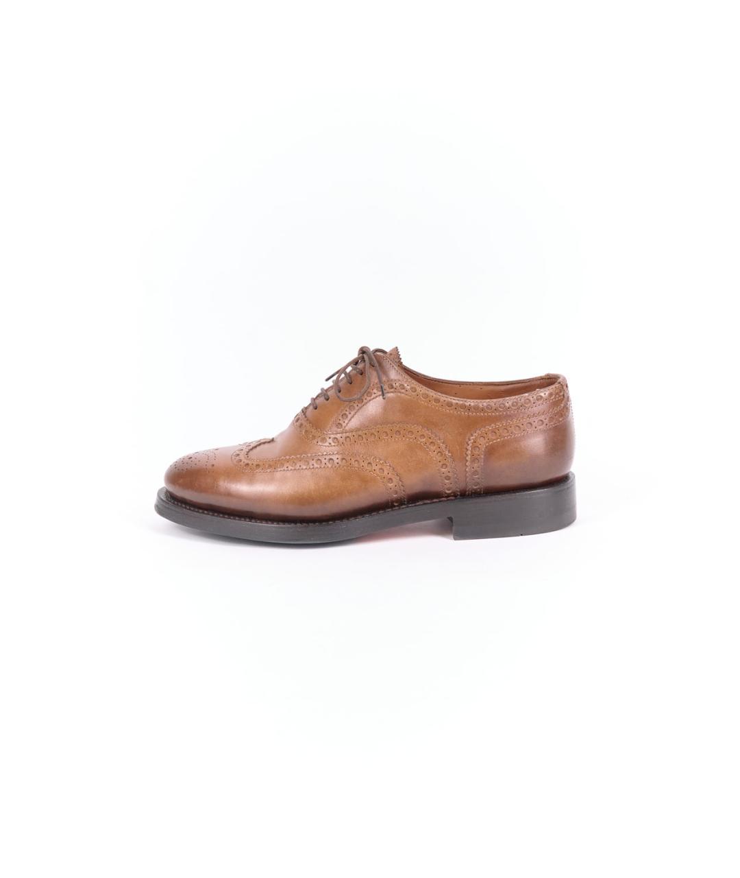 SANTONI Коричневые кожаные низкие ботинки, фото 6