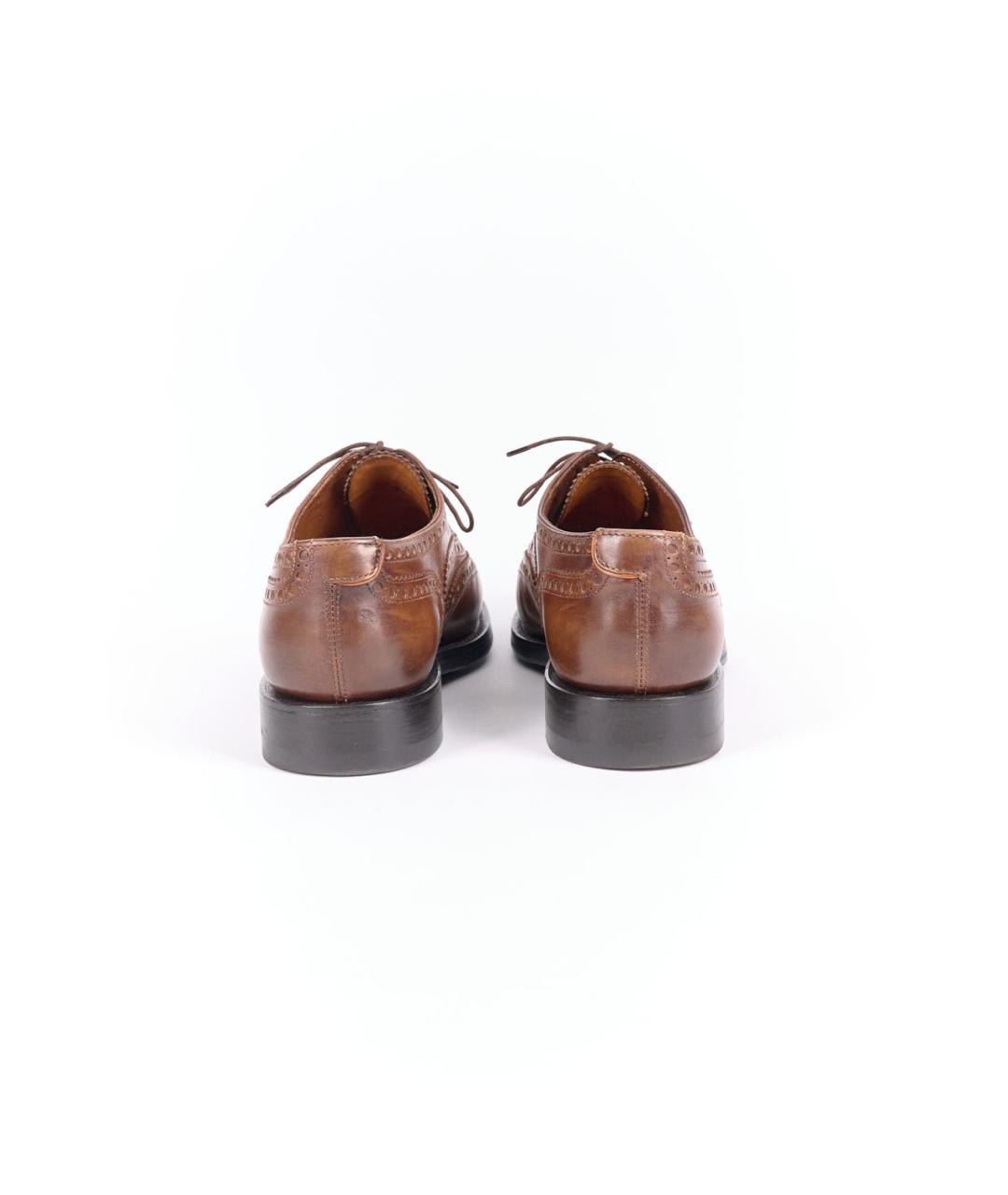 SANTONI Коричневые кожаные низкие ботинки, фото 4