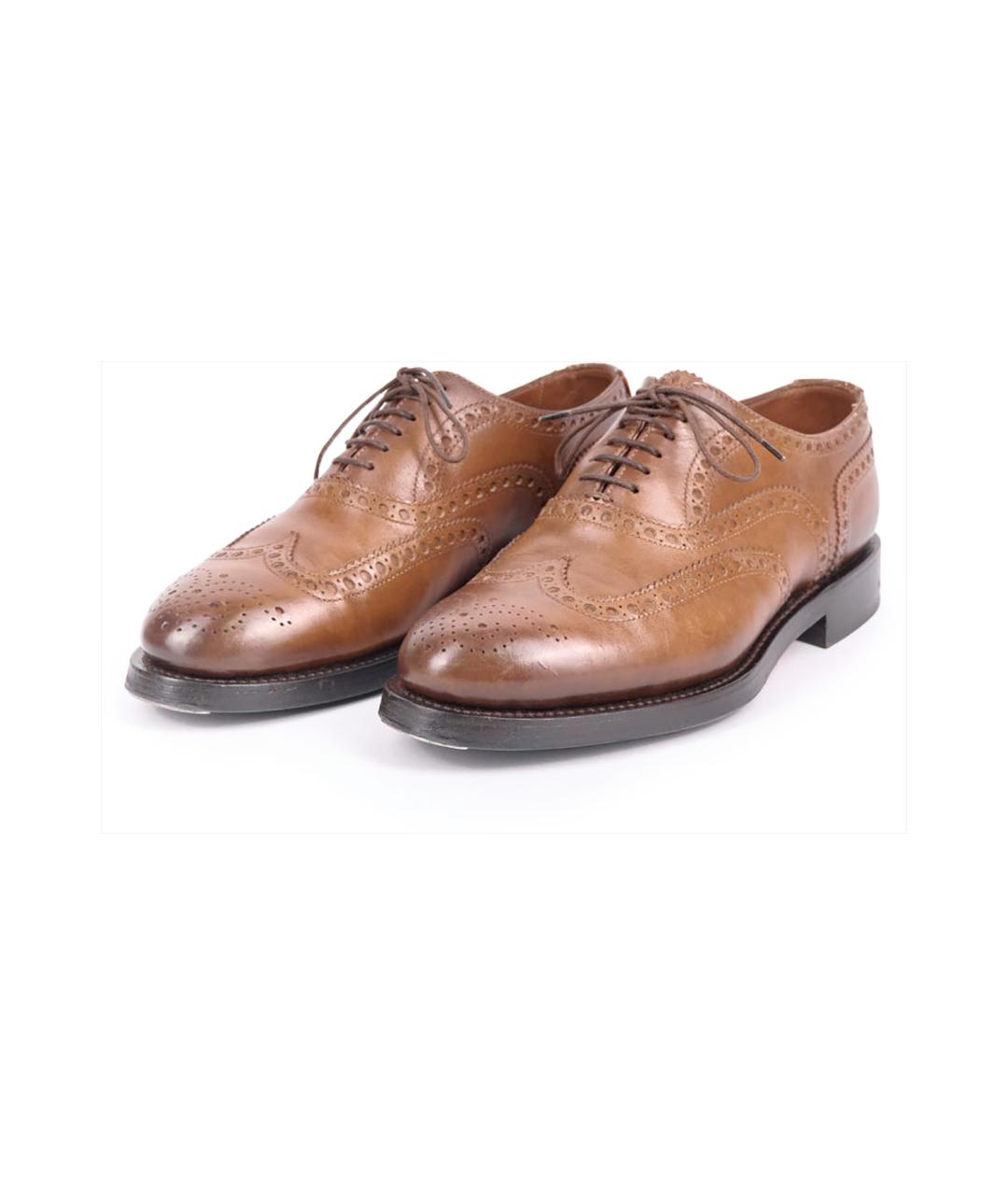 SANTONI Коричневые кожаные низкие ботинки, фото 2