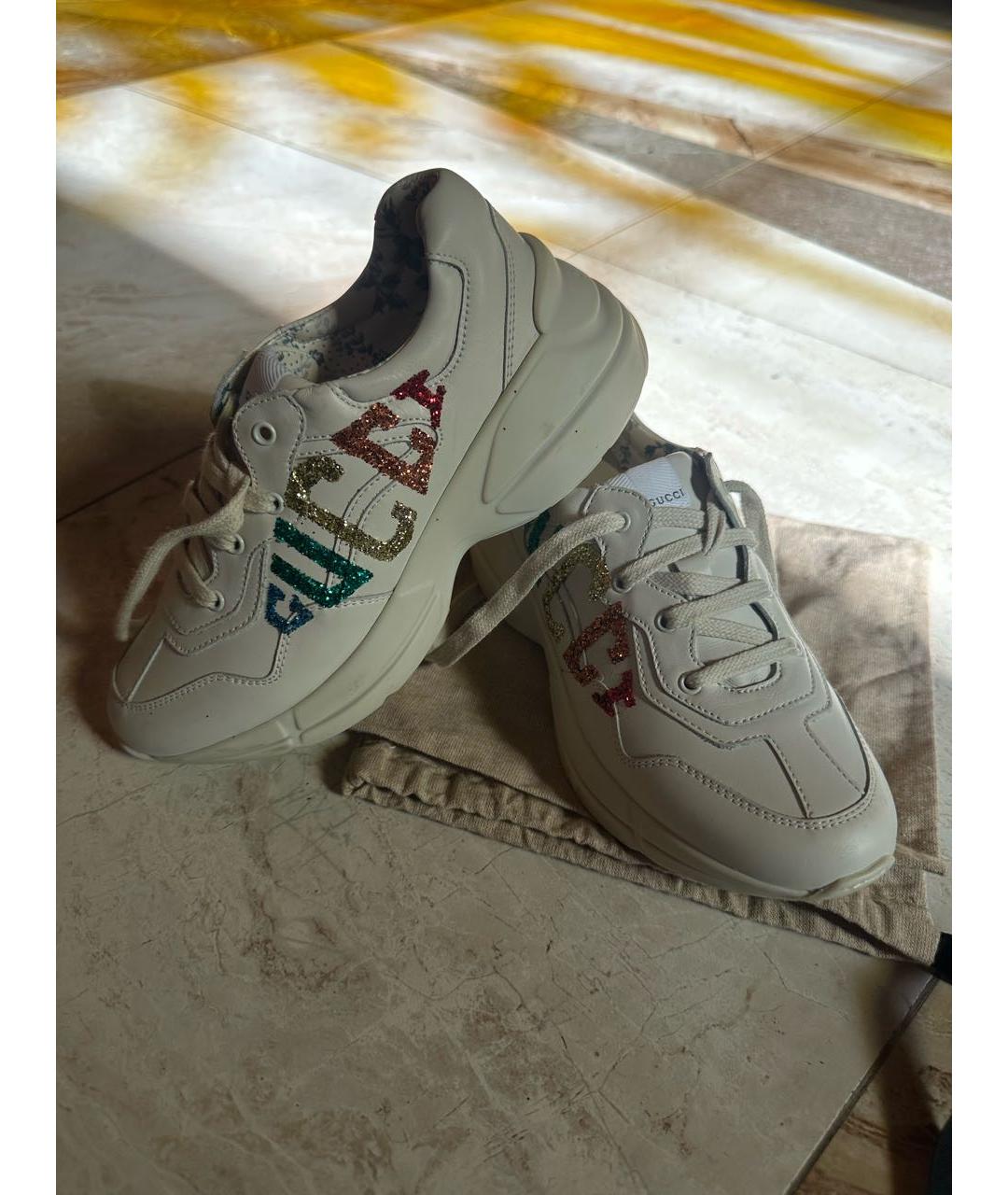 GUCCI Бежевые кожаные кеды, фото 2