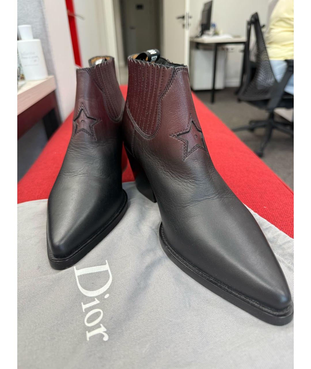 CHRISTIAN DIOR Черные кожаные ботильоны, фото 2