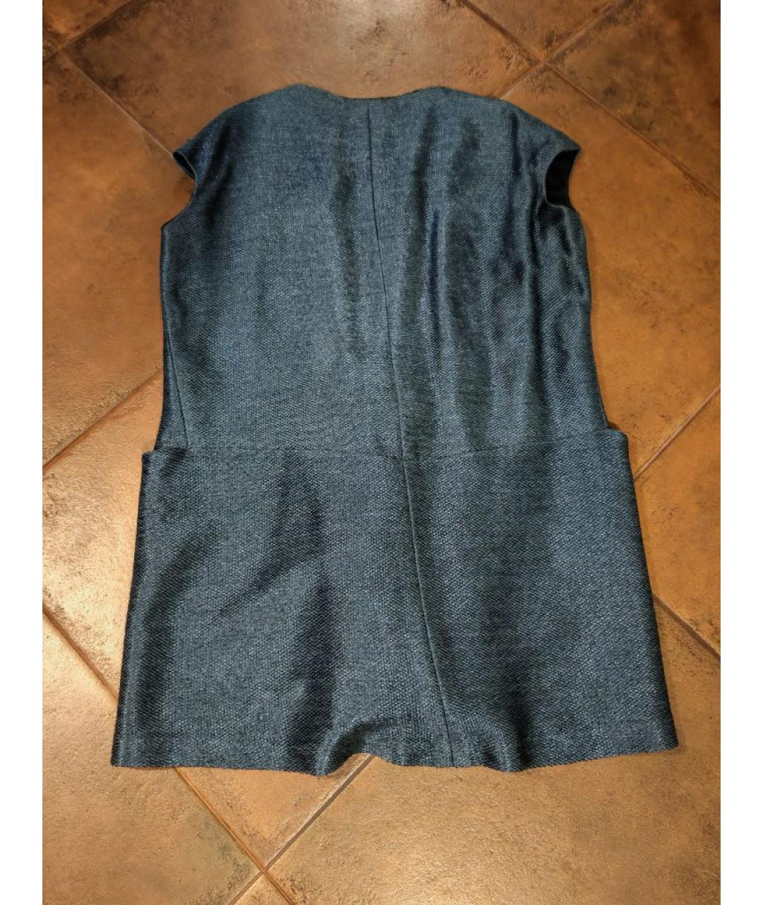 BALENCIAGA Темно-синее хлопковое коктейльное платье, фото 4