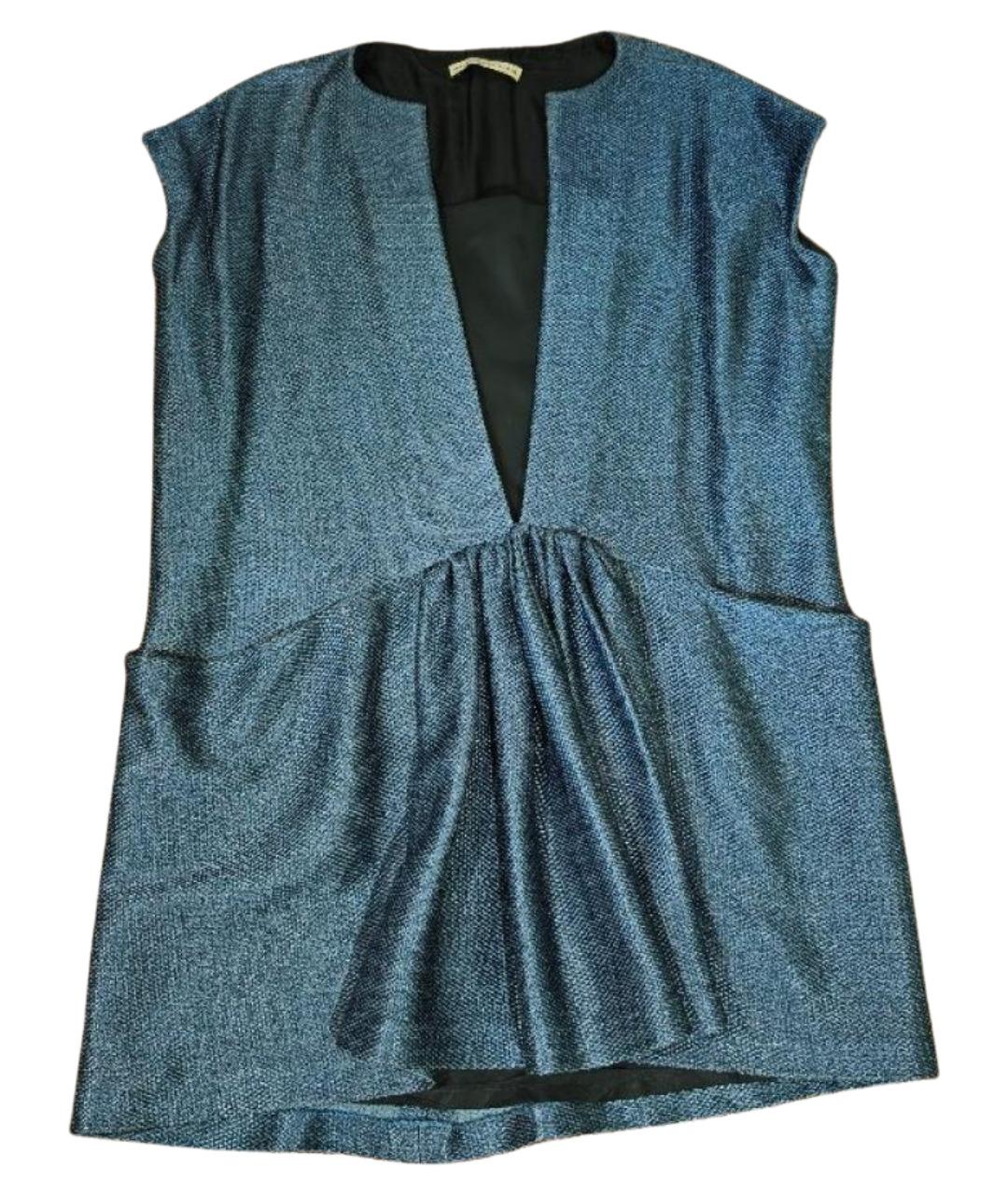 BALENCIAGA Темно-синее хлопковое коктейльное платье, фото 1