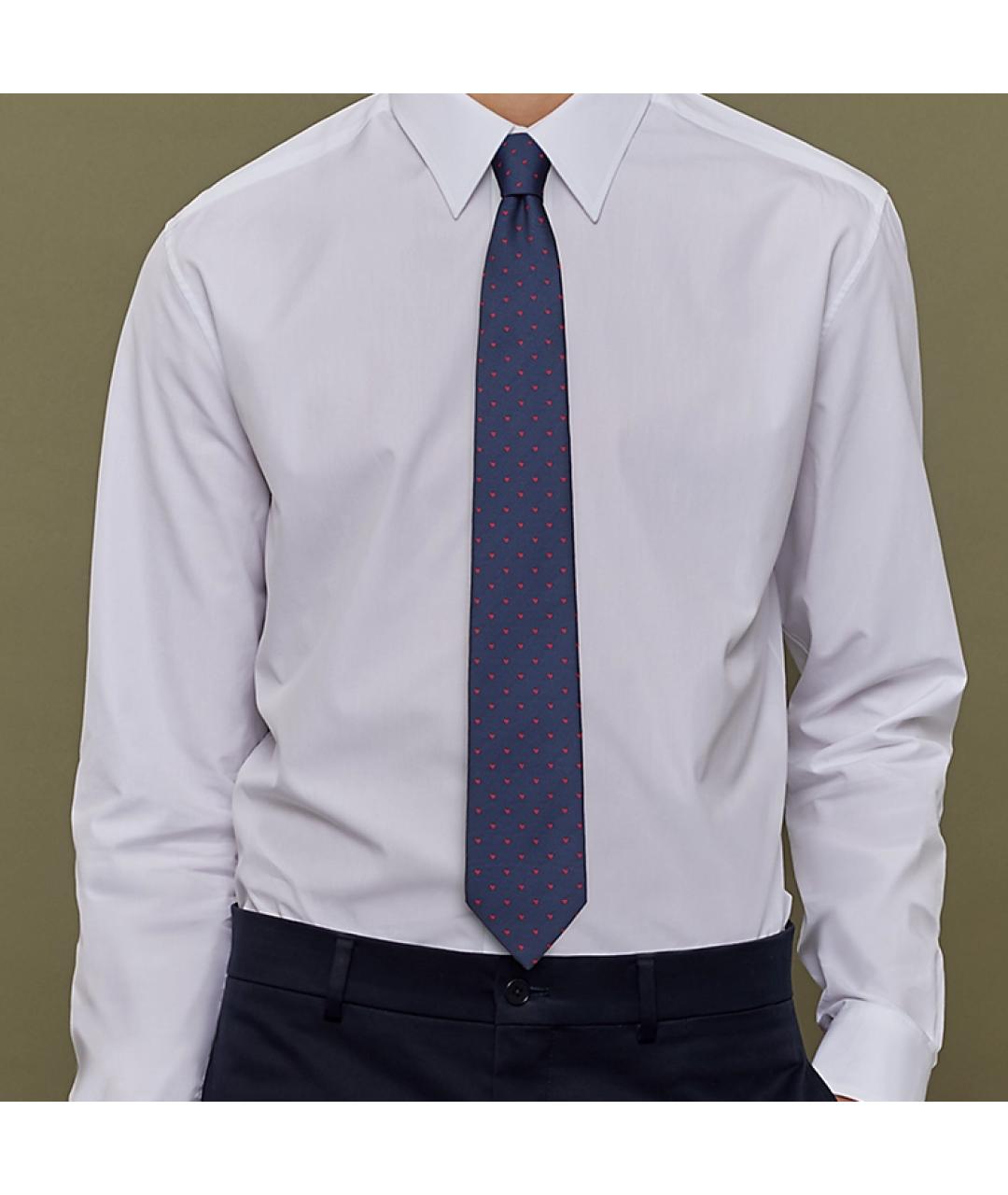 HERMES Темно-синий шелковый галстук, фото 3