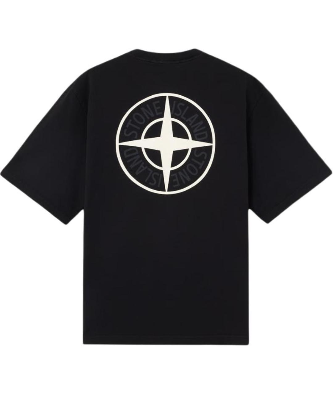 STONE ISLAND Черная хлопковая футболка, фото 2