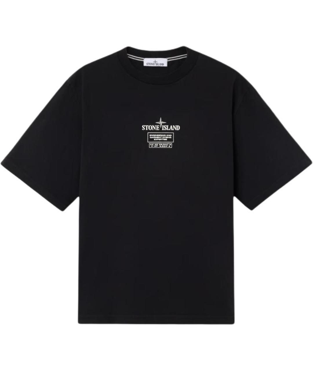 STONE ISLAND Черная хлопковая футболка, фото 1