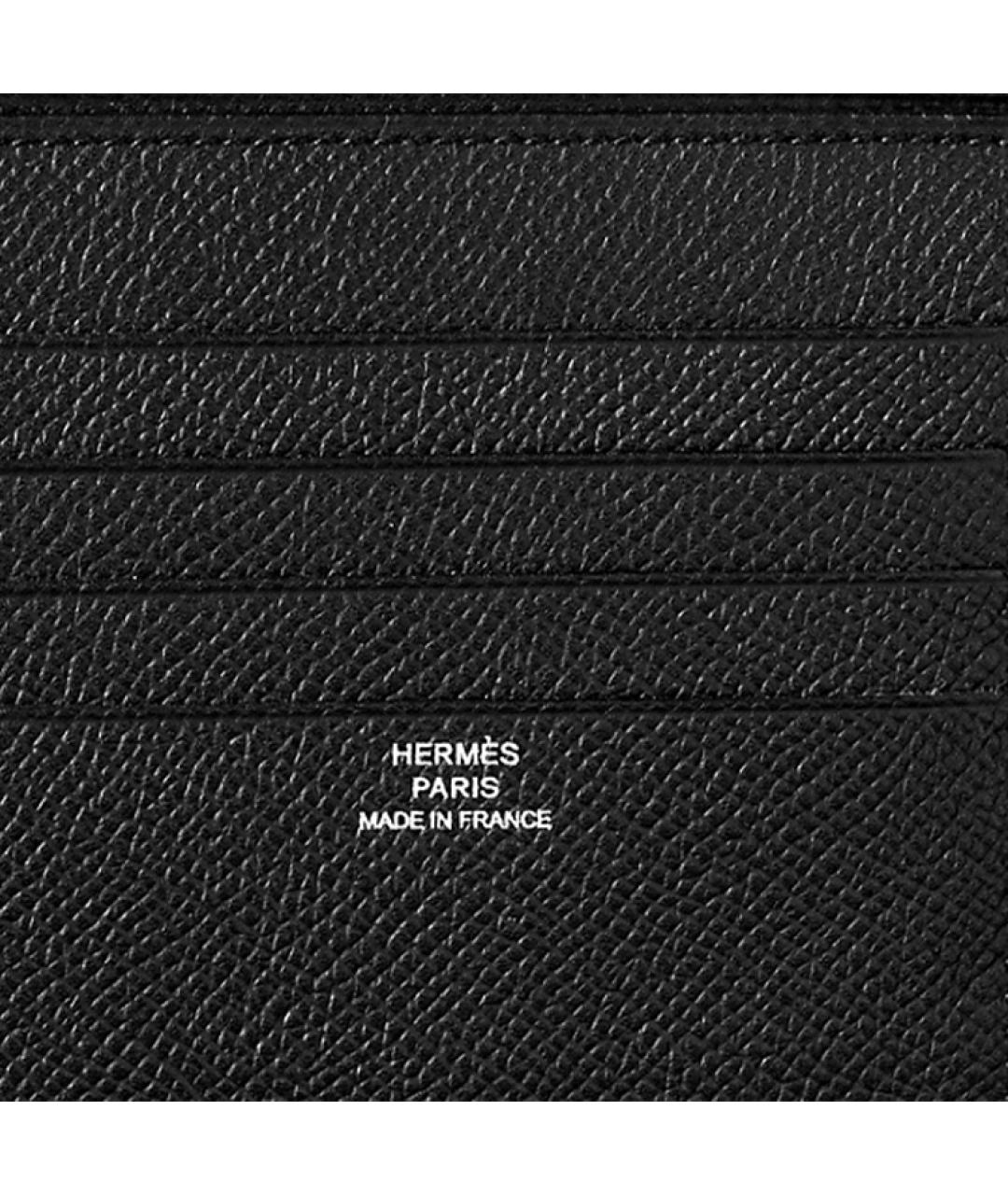 HERMES Черный кожаный кошелек, фото 3