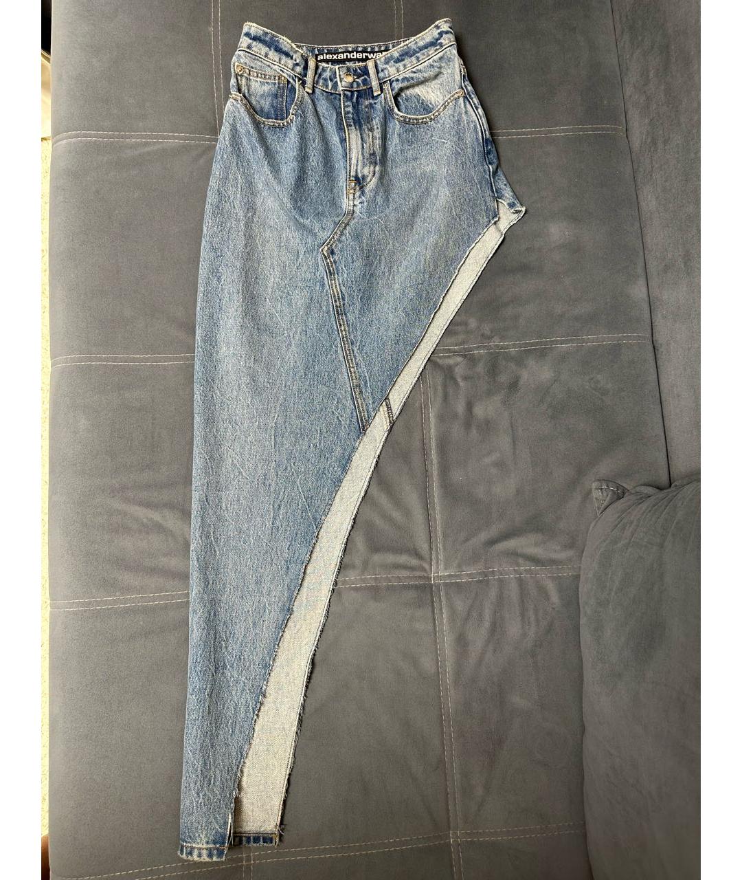 ALEXANDER WANG Голубая деним юбка миди, фото 6