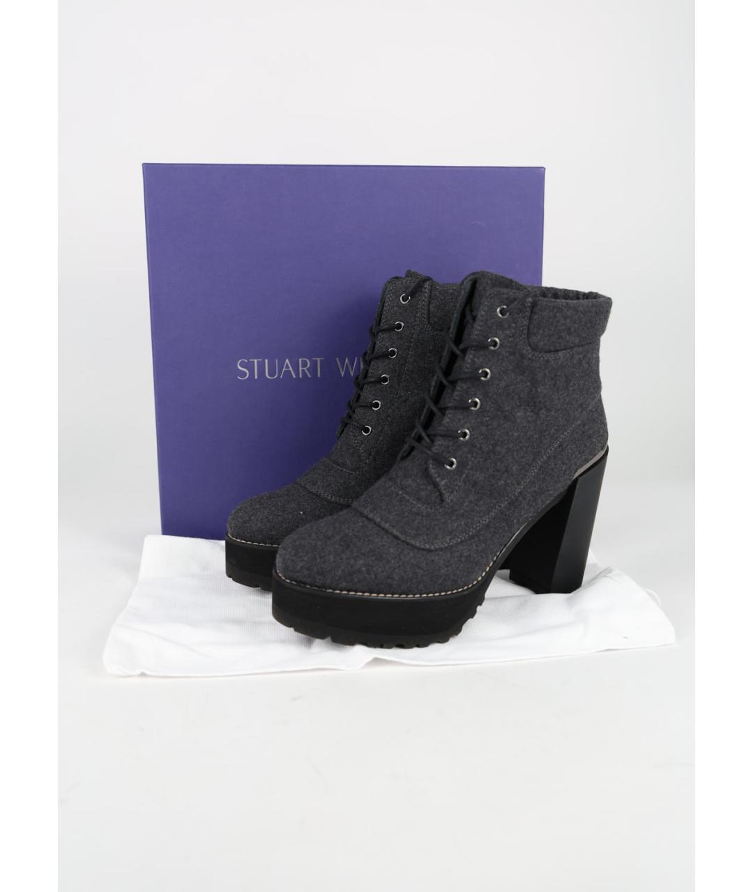 STUART WEITZMAN Серые текстильные ботильоны, фото 6