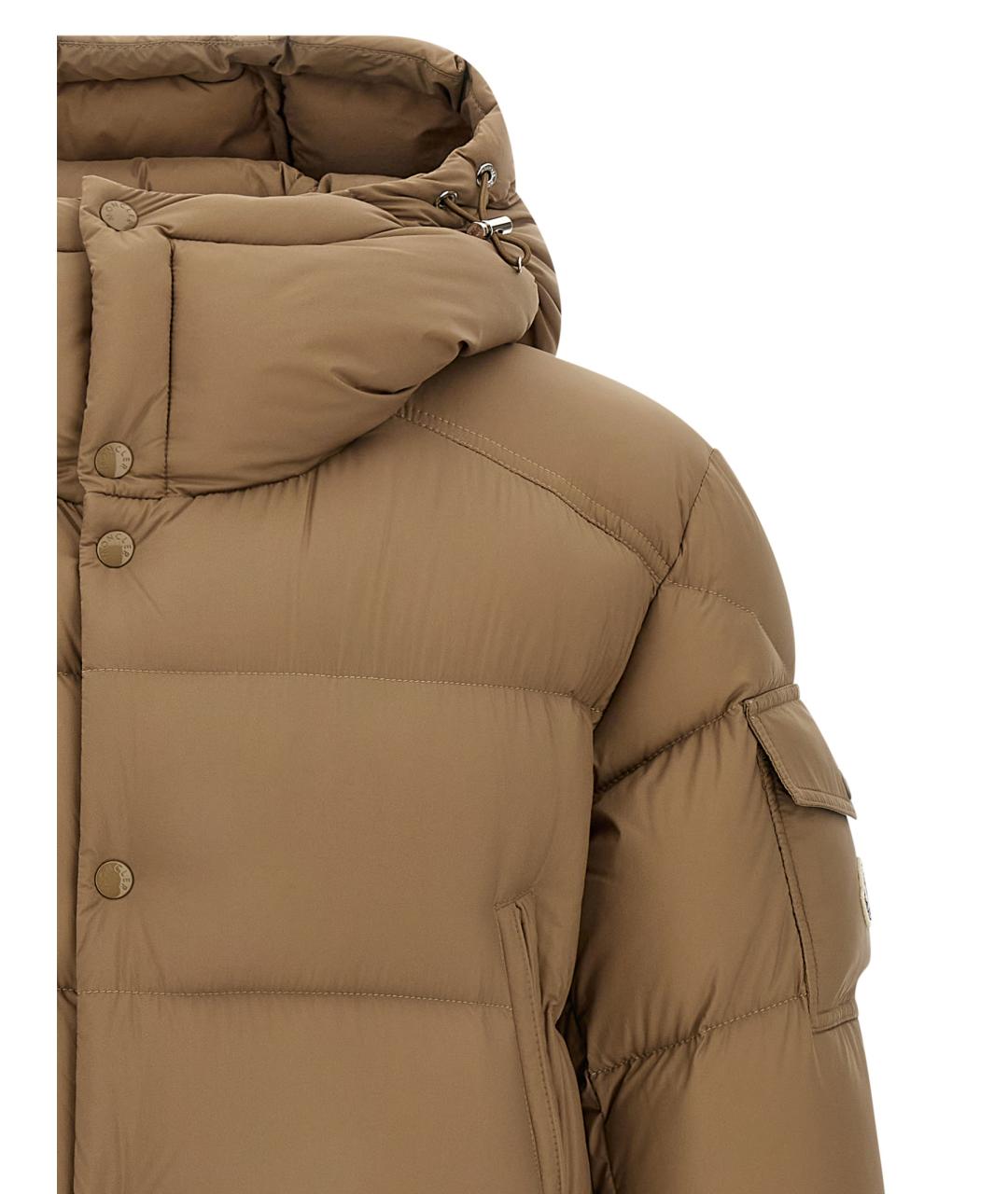 MONCLER Бежевый полиамидовый пуховик, фото 3