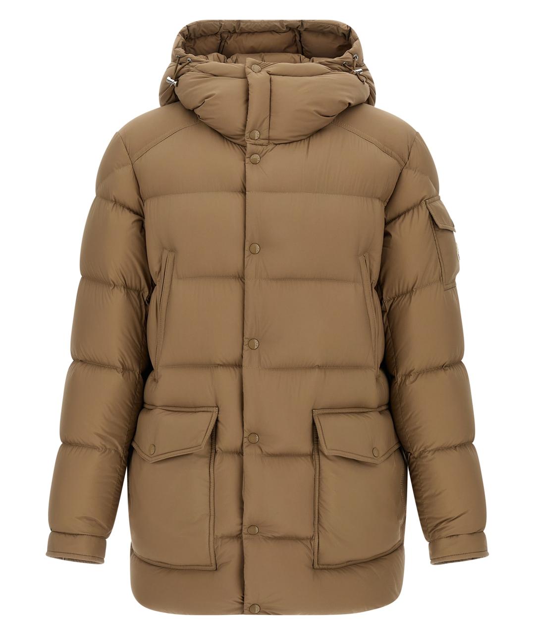 MONCLER Бежевый полиамидовый пуховик, фото 1