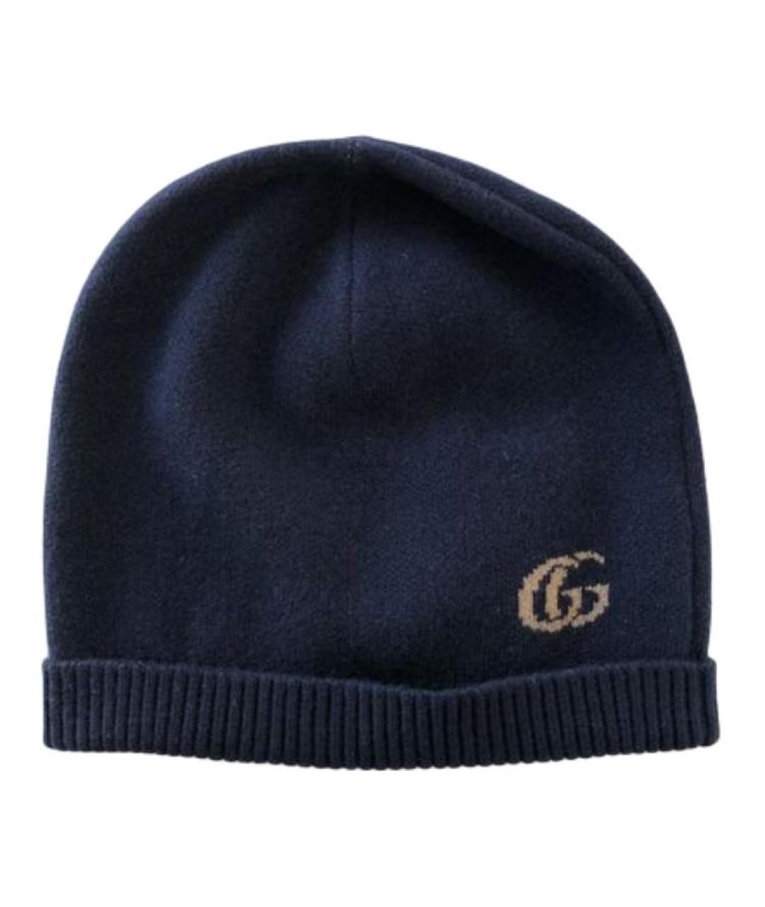 GUCCI Темно-синяя кашемировая шапка, фото 4