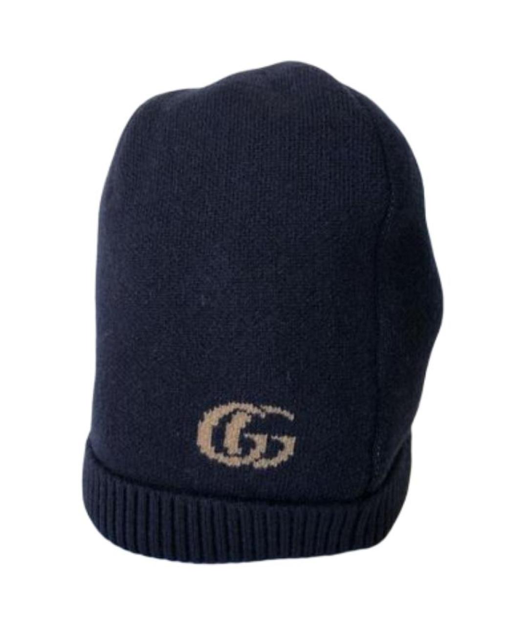 GUCCI Темно-синяя кашемировая шапка, фото 1