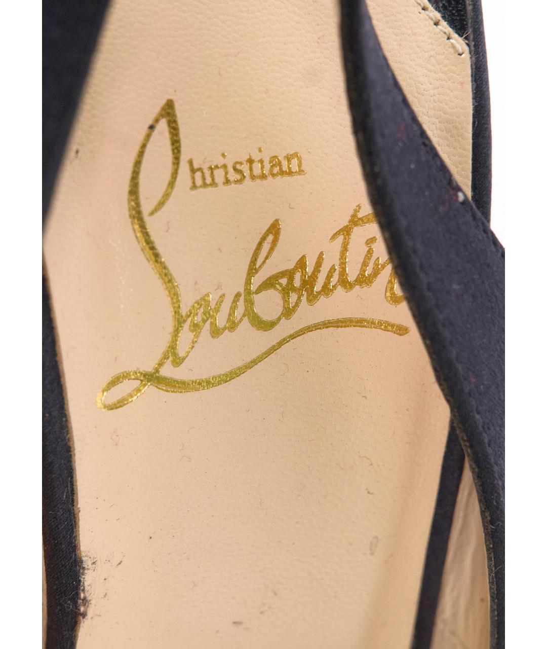 CHRISTIAN LOUBOUTIN Черные текстильные босоножки, фото 3
