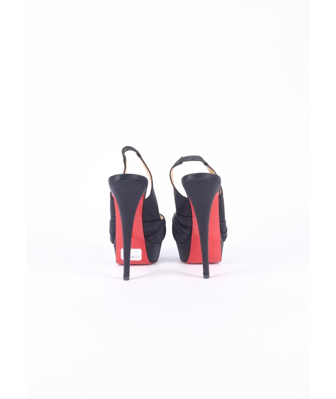 CHRISTIAN LOUBOUTIN Черные текстильные босоножки, фото 4
