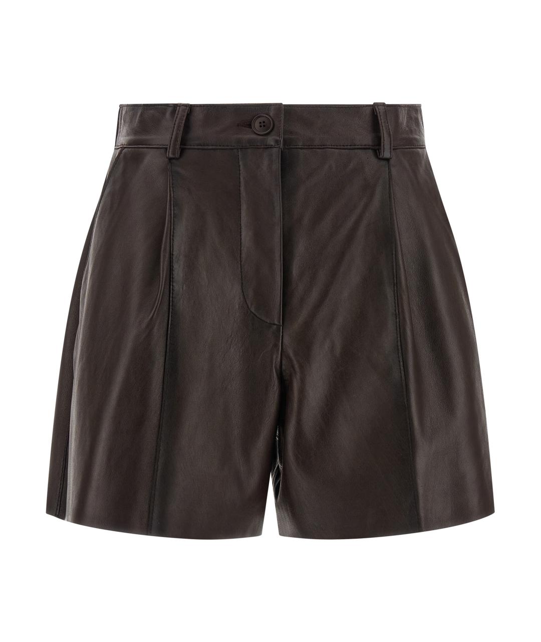 P.A.R.O.S.H. Коричневые кожаные шорты, фото 1