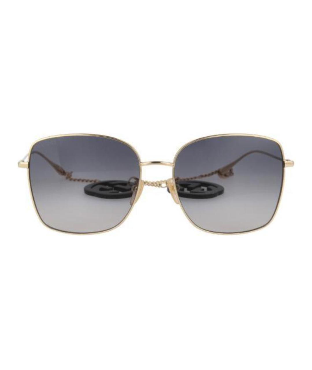 GUCCI Золотые металлические солнцезащитные очки, фото 2