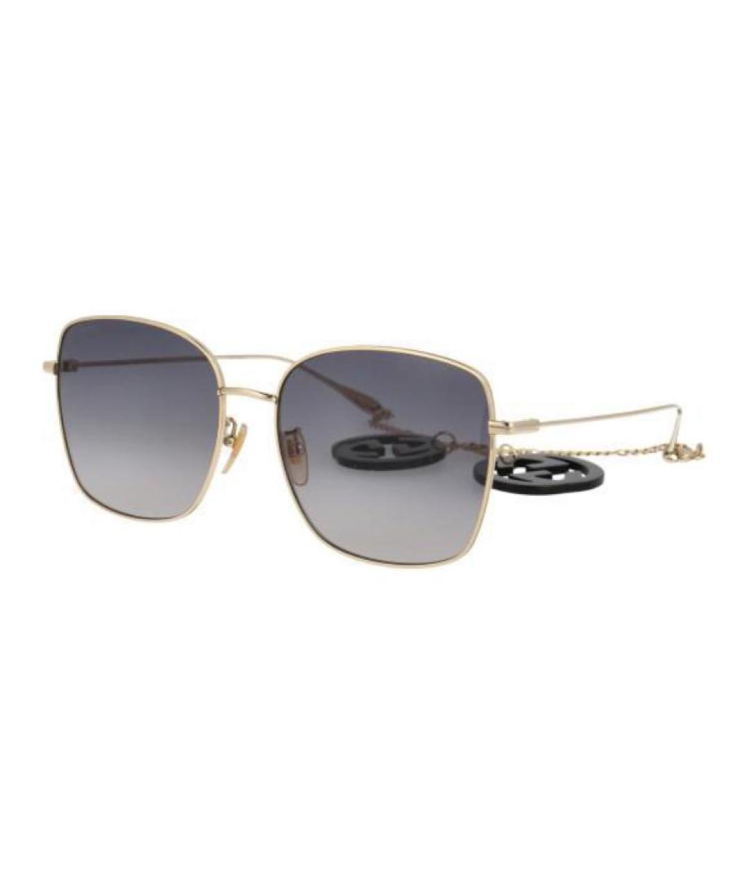 GUCCI Золотые металлические солнцезащитные очки, фото 1