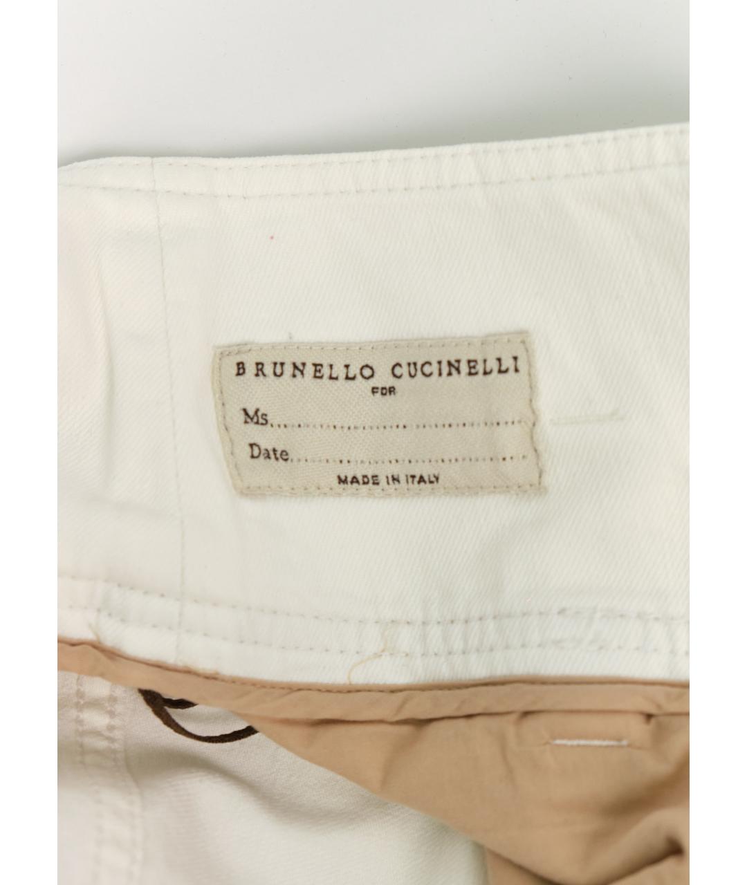 BRUNELLO CUCINELLI Белые хлопковые прямые джинсы, фото 8