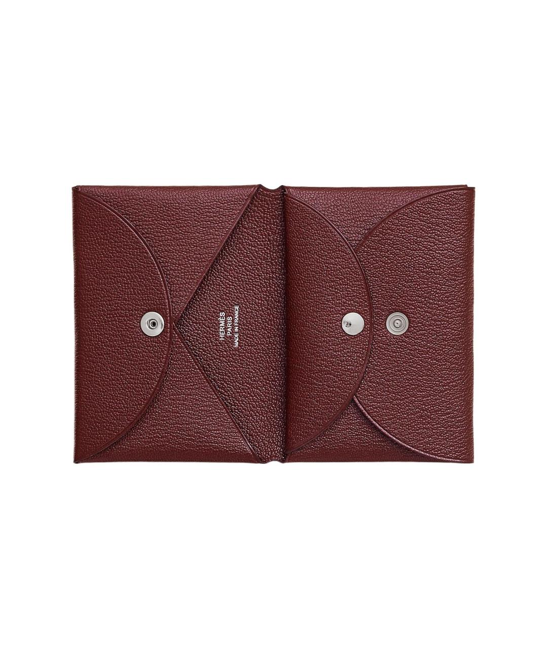HERMES Бордовый кожаный кардхолдер, фото 2
