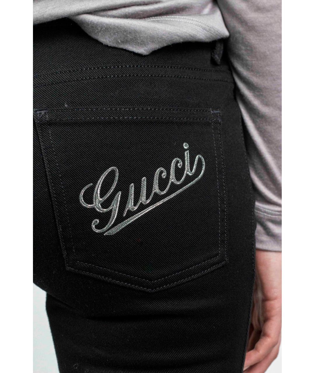 GUCCI Черные хлопко-эластановые джинсы слим, фото 4