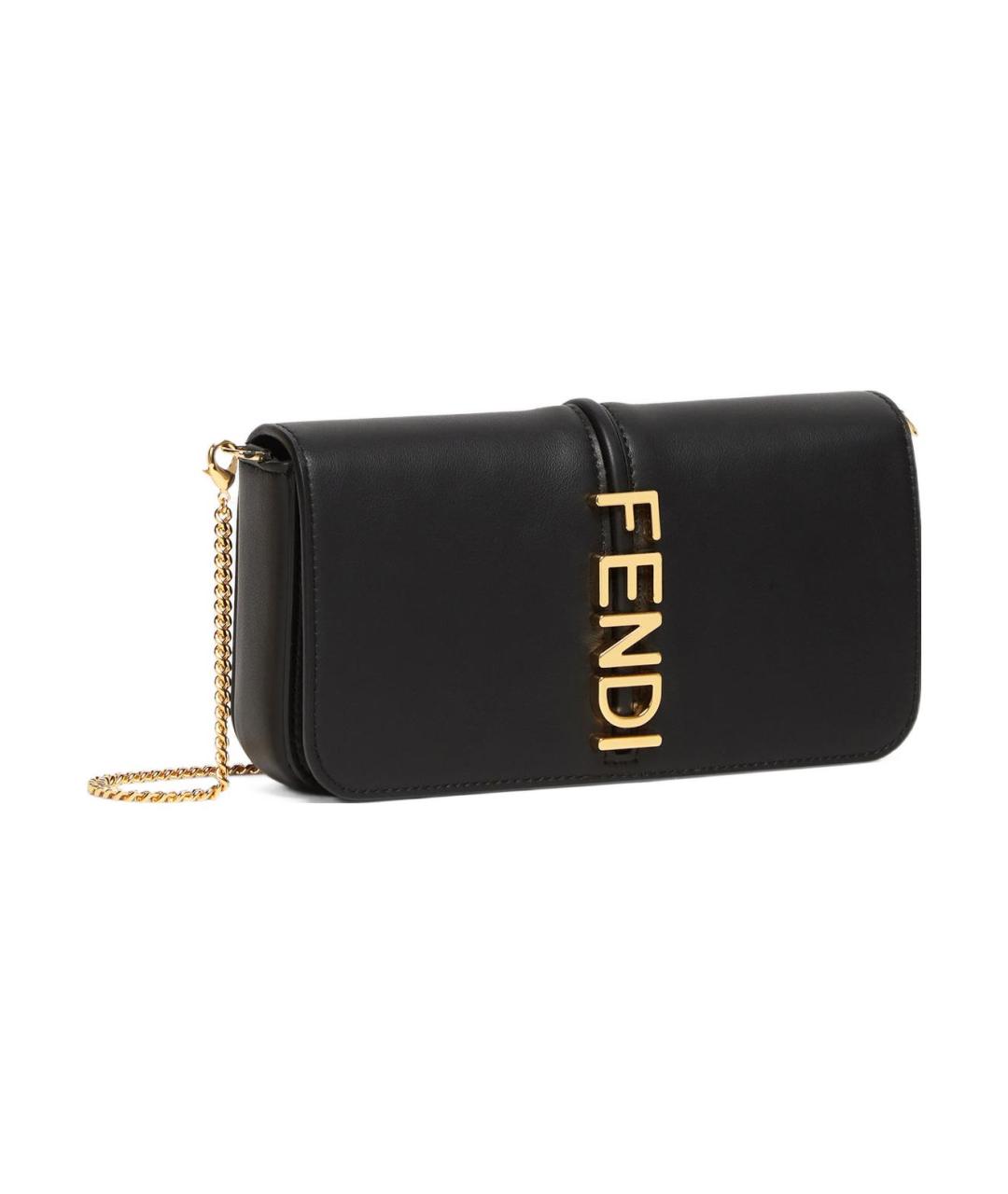 FENDI Черный кожаный кошелек, фото 3