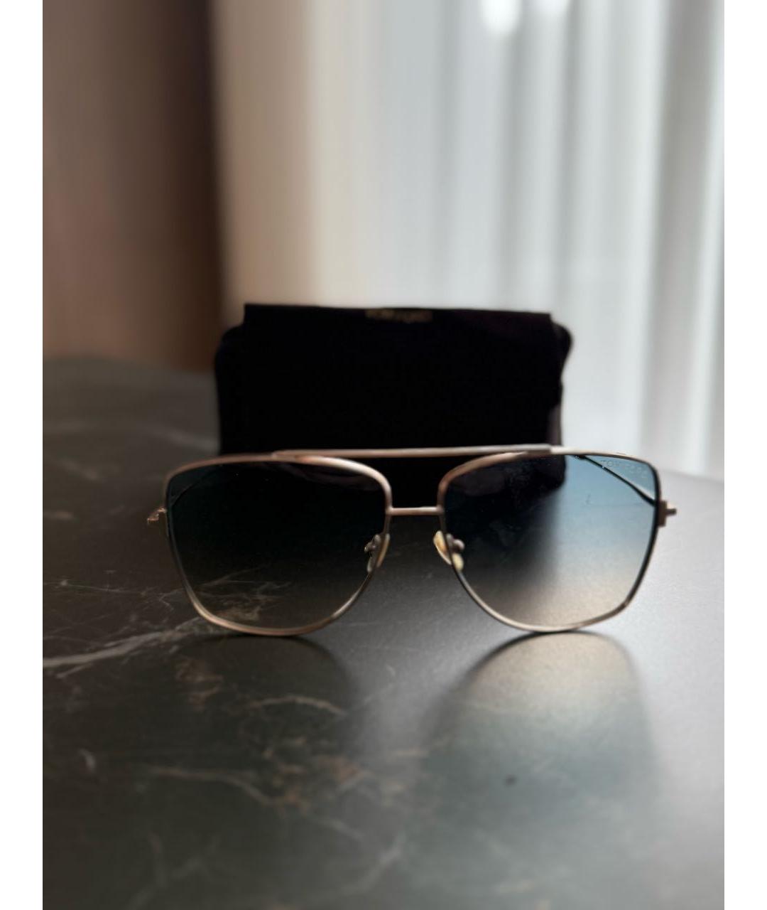 TOM FORD Золотые металлические солнцезащитные очки, фото 2