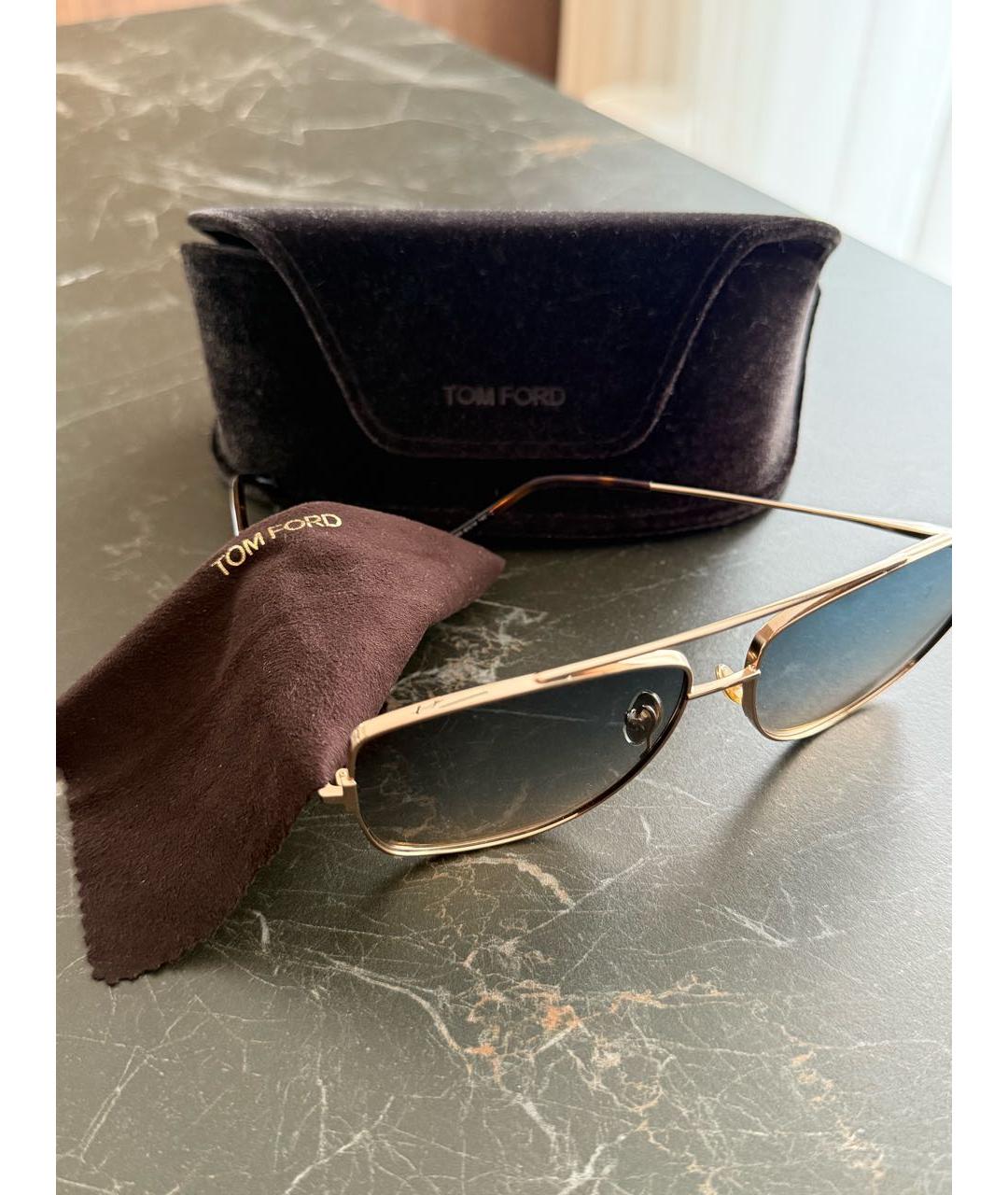 TOM FORD Золотые металлические солнцезащитные очки, фото 4