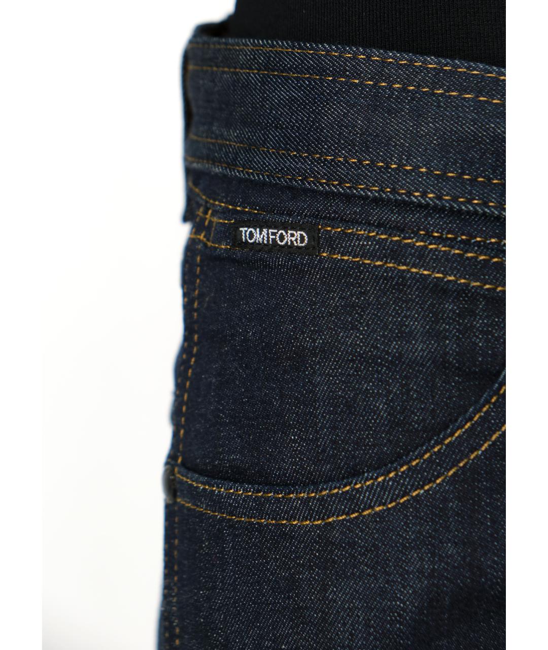 TOM FORD Синие хлопко-полиэстеровые джинсы слим, фото 4