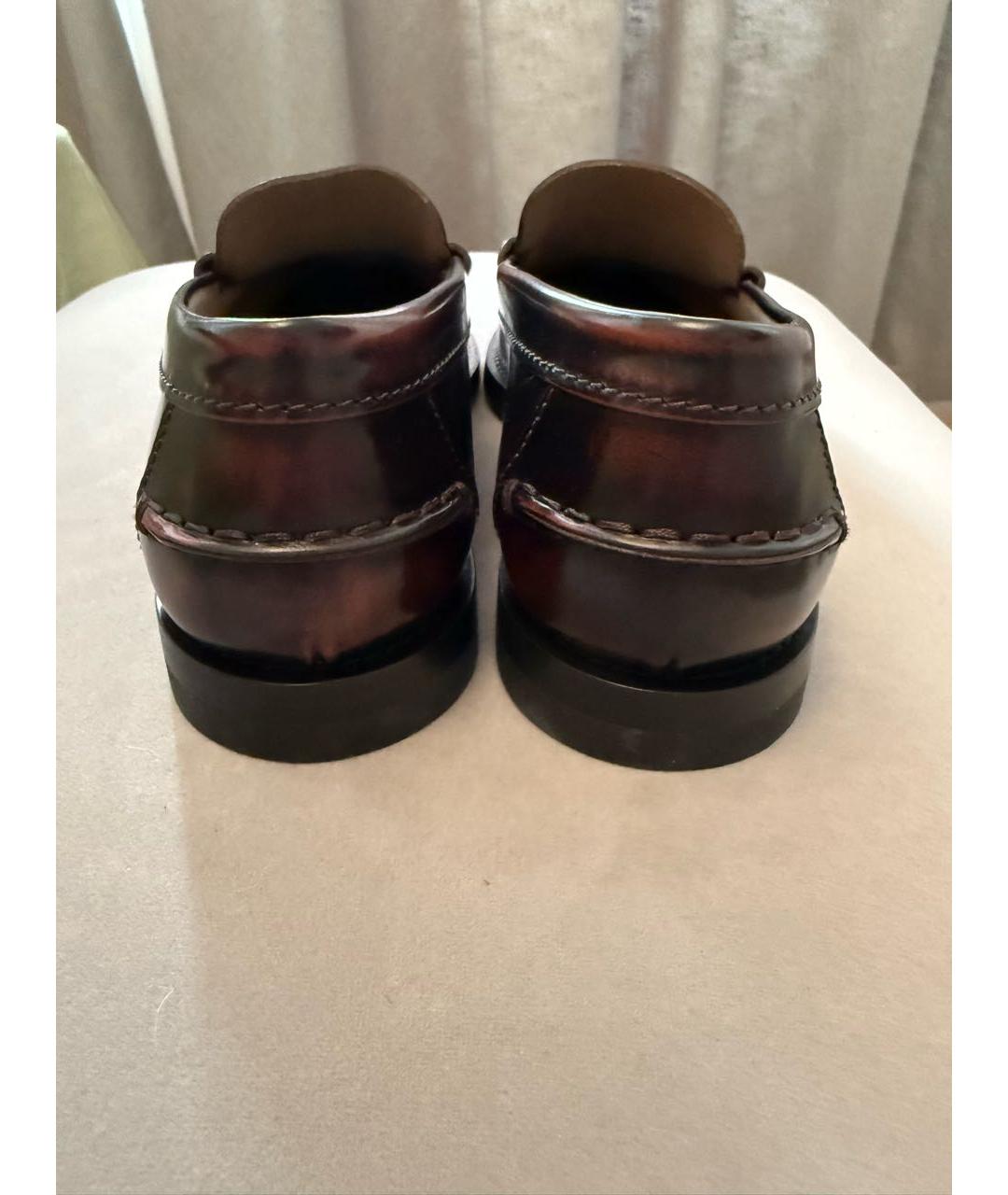 TOD'S Бордовые кожаные лоферы, фото 4