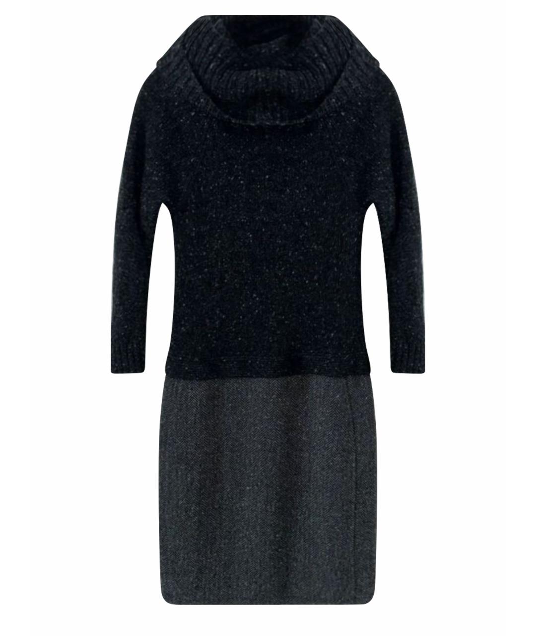 WEEKEND MAX MARA Антрацитовое шерстяное повседневное платье, фото 1