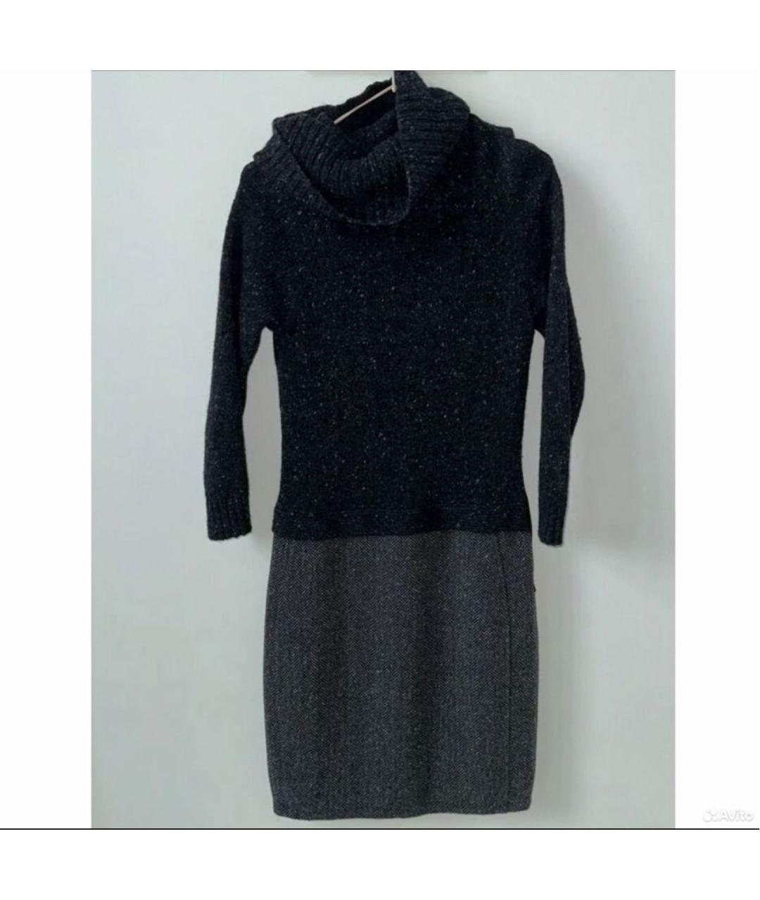 WEEKEND MAX MARA Антрацитовое шерстяное повседневное платье, фото 5