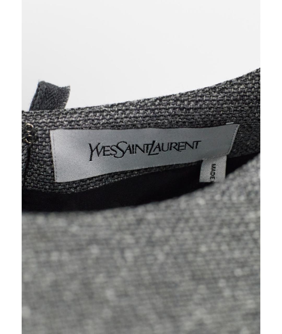 SAINT LAURENT Серое шерстяное повседневное платье, фото 4