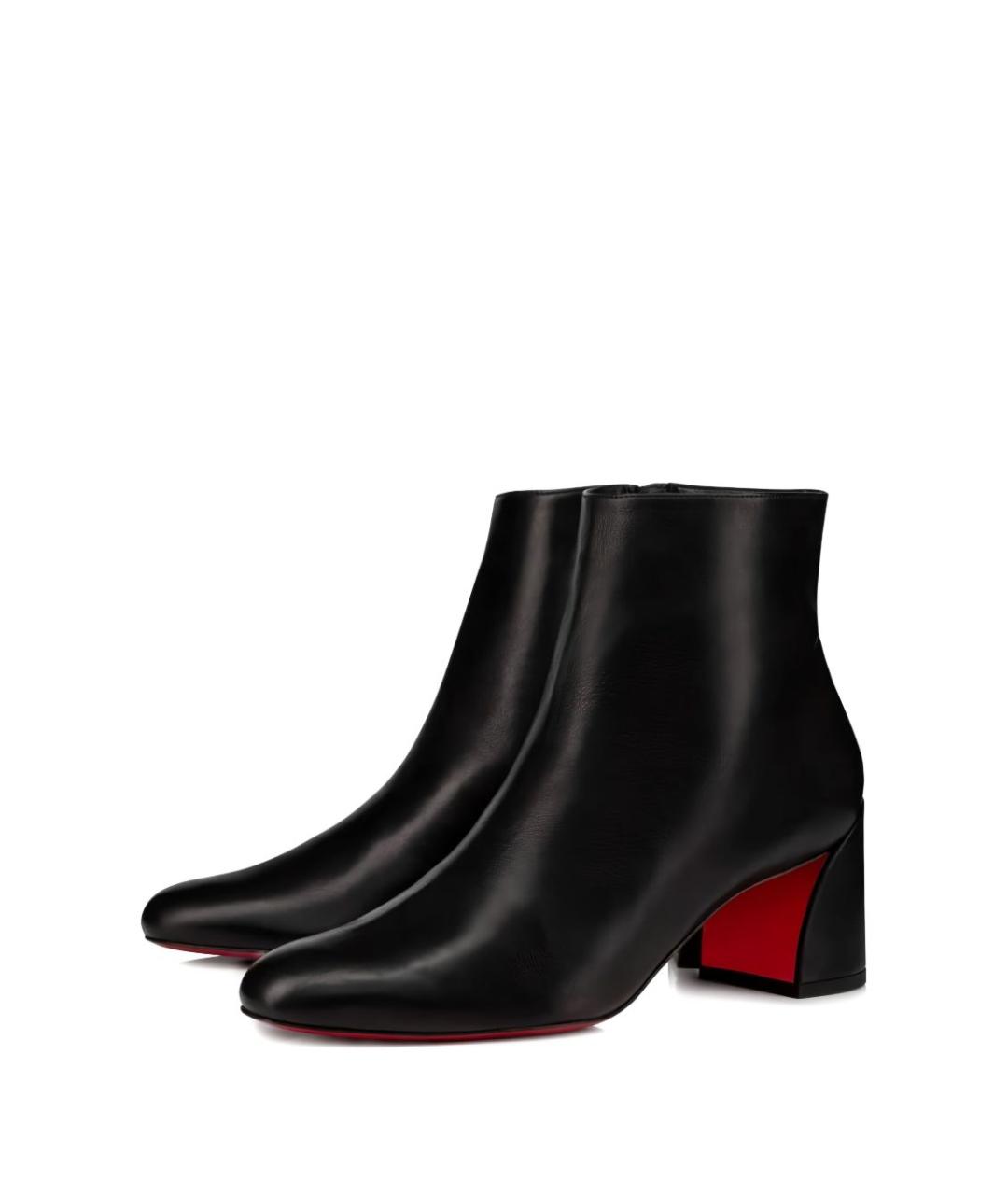 CHRISTIAN LOUBOUTIN Черные кожаные полусапоги, фото 2