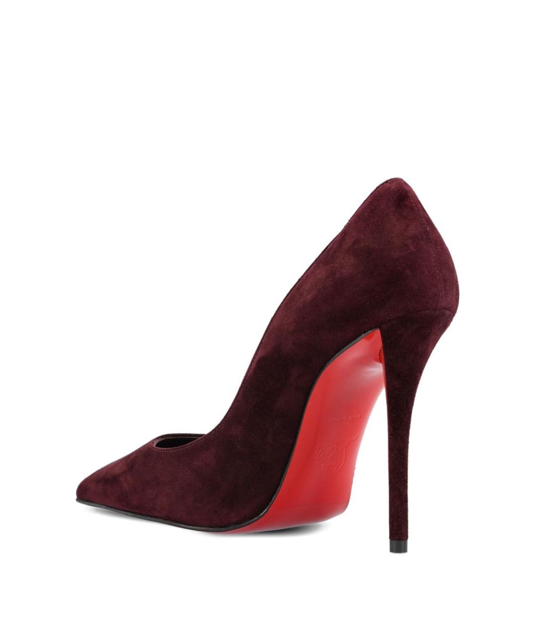 CHRISTIAN LOUBOUTIN Бордовые замшевые туфли, фото 4