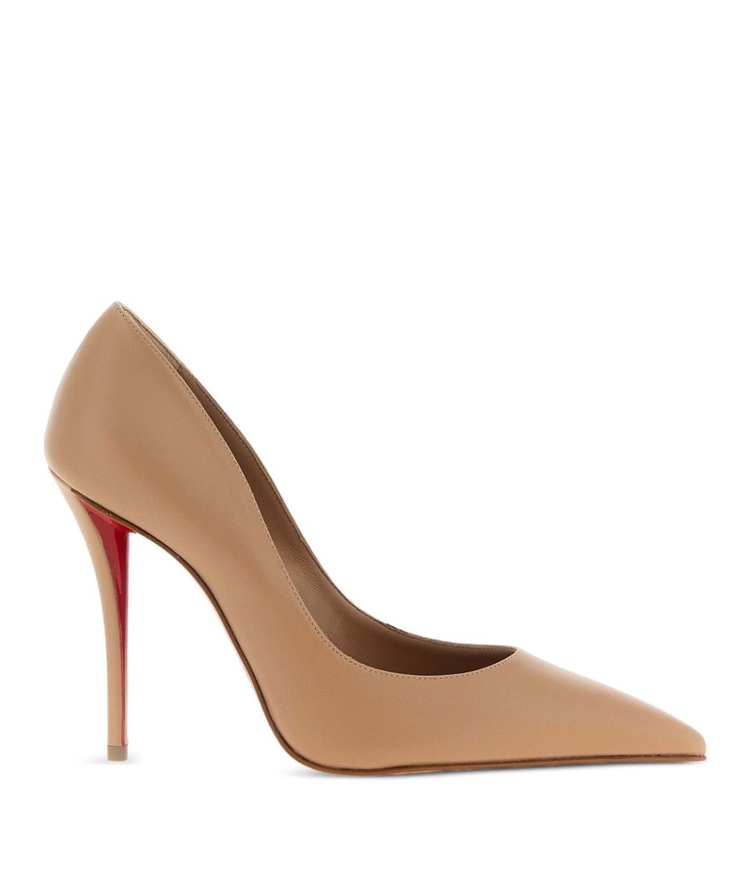 CHRISTIAN LOUBOUTIN Бежевые кожаные туфли, фото 1
