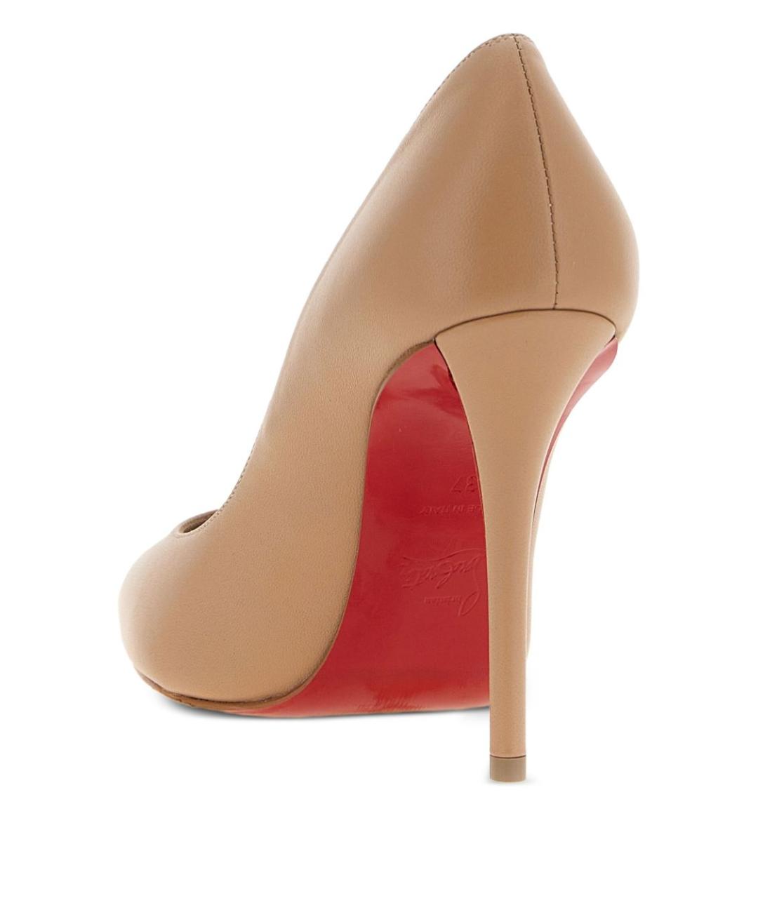 CHRISTIAN LOUBOUTIN Бежевые кожаные туфли, фото 3