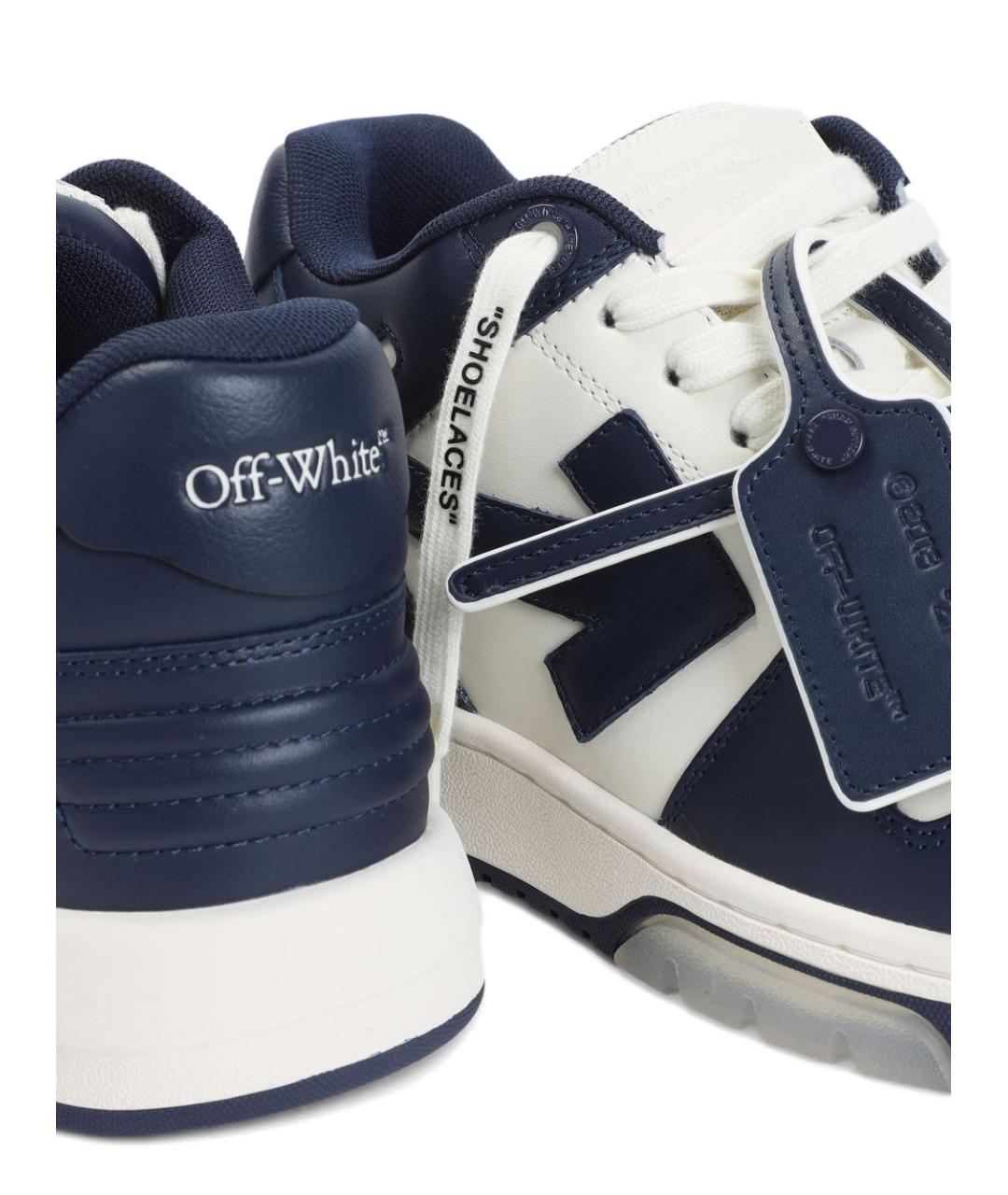 OFF-WHITE Темно-синие кожаные низкие кроссовки / кеды, фото 3