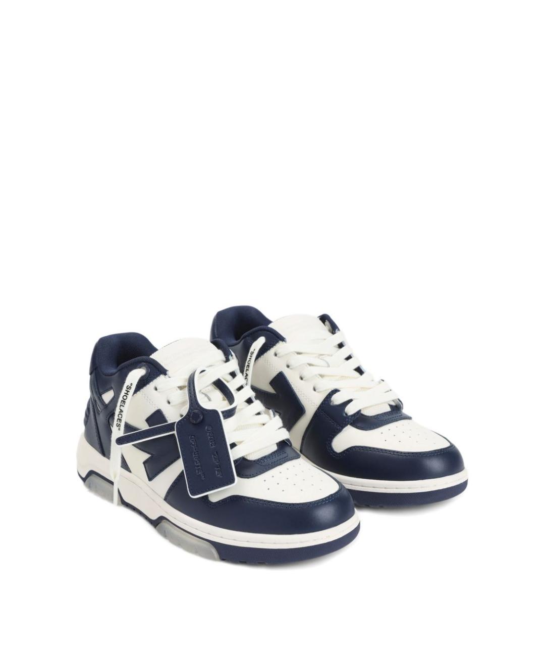 OFF-WHITE Темно-синие кожаные низкие кроссовки / кеды, фото 2