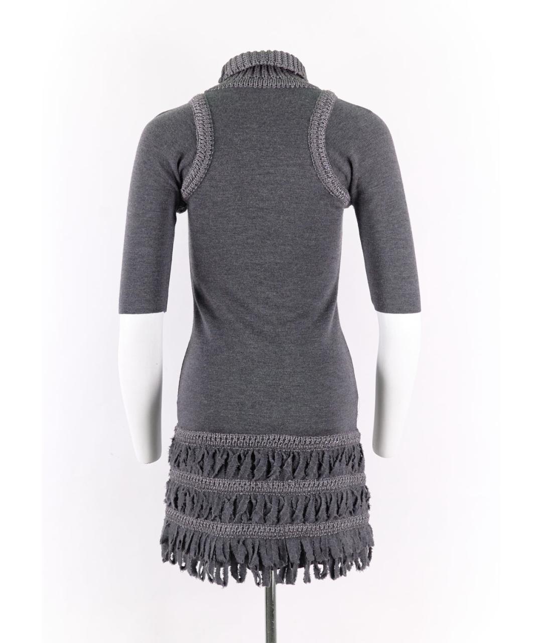 ERMANNO SCERVINO Серое шерстяное повседневное платье, фото 4
