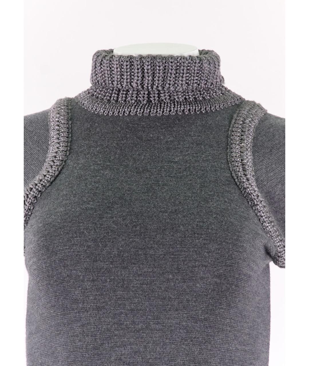 ERMANNO SCERVINO Серое шерстяное повседневное платье, фото 3