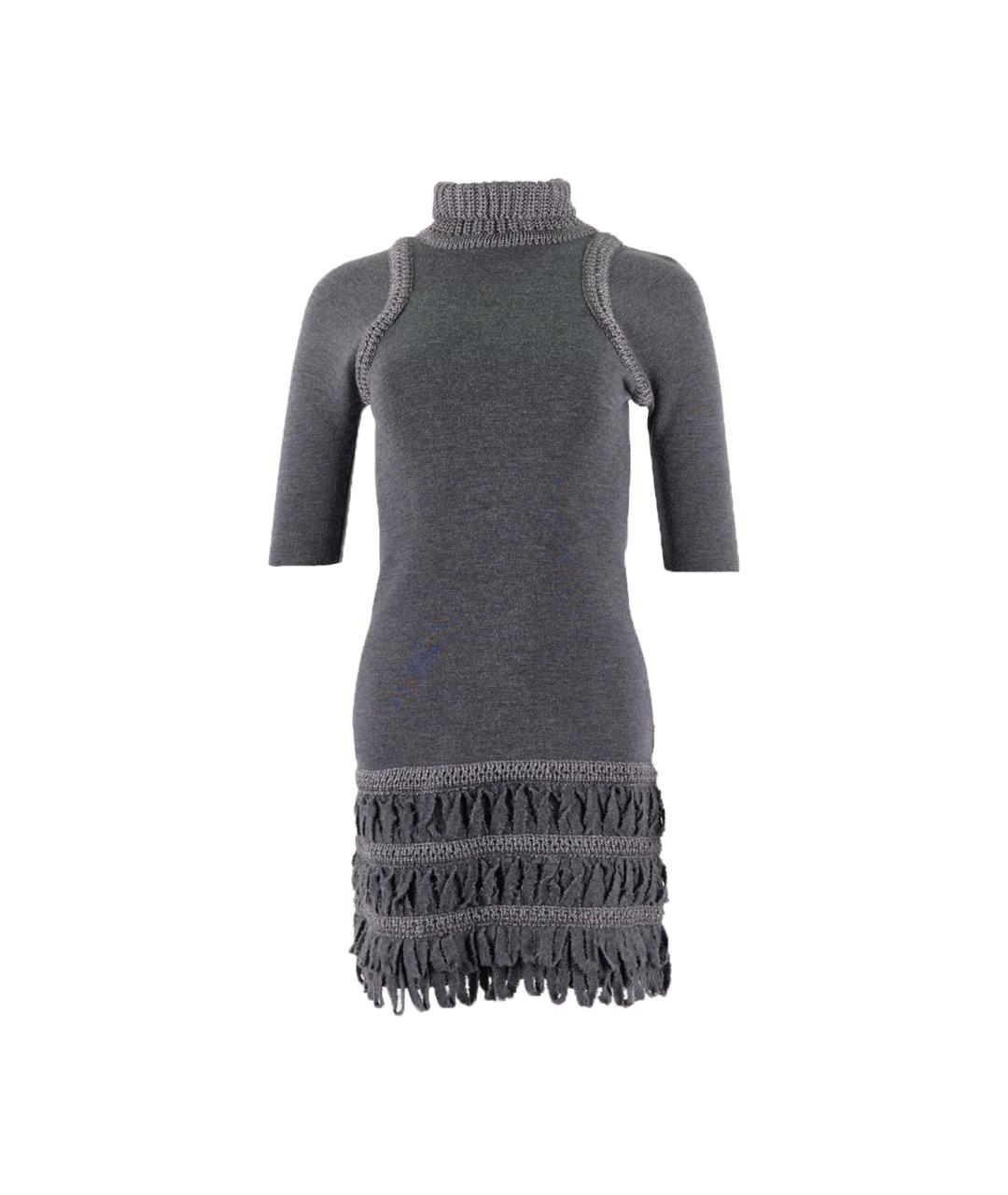 ERMANNO SCERVINO Серое шерстяное повседневное платье, фото 1