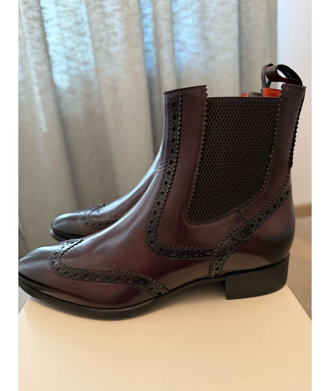 SANTONI Коричневые кожаные ботинки, фото 5