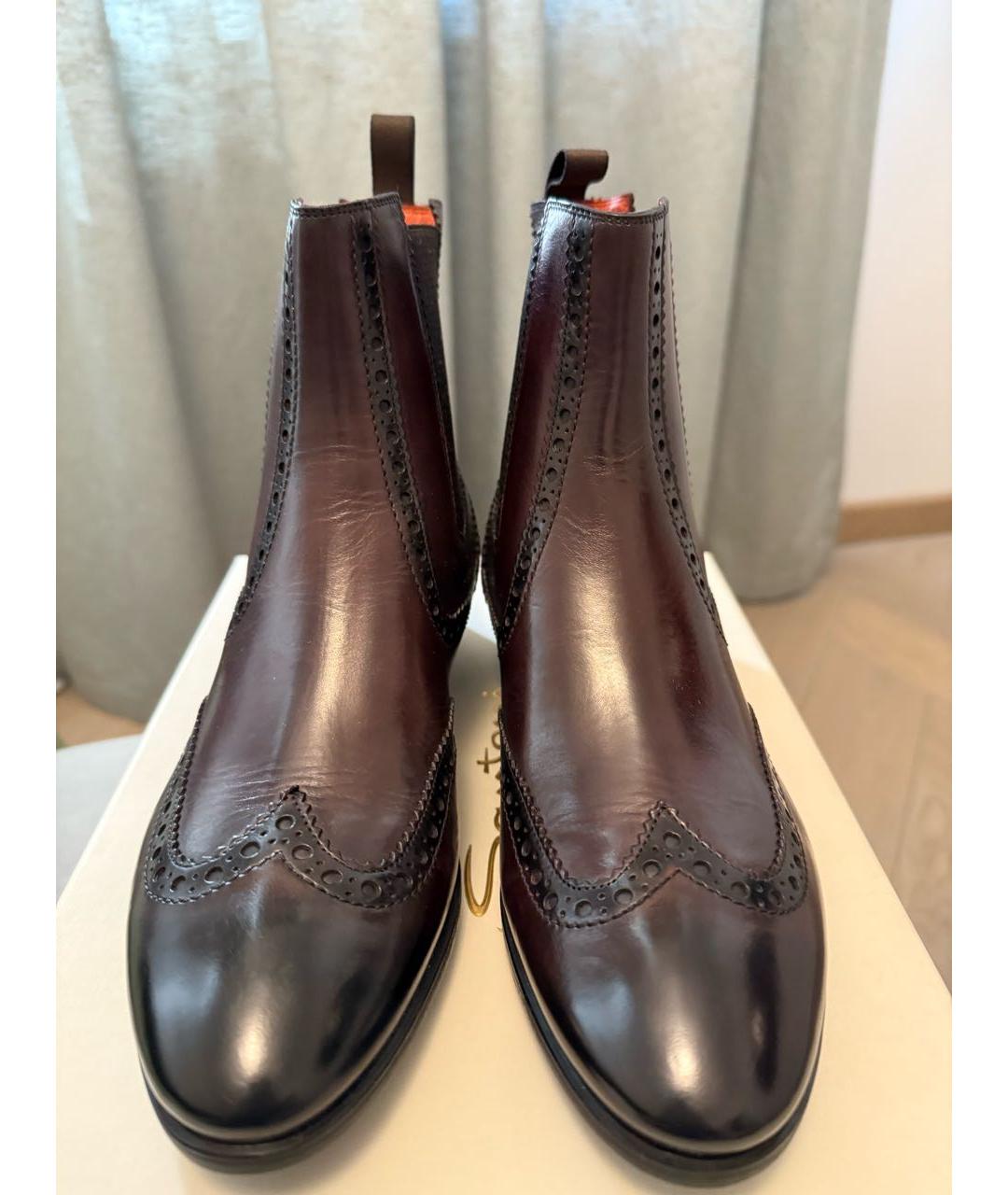 SANTONI Коричневые кожаные ботинки, фото 2