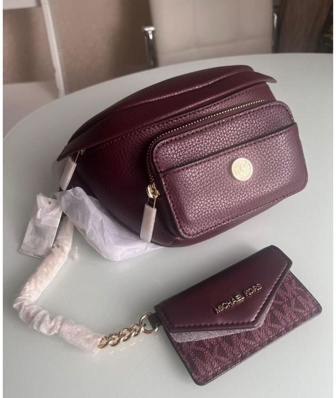 MICHAEL KORS Бордовая кожаная поясная сумка, фото 2