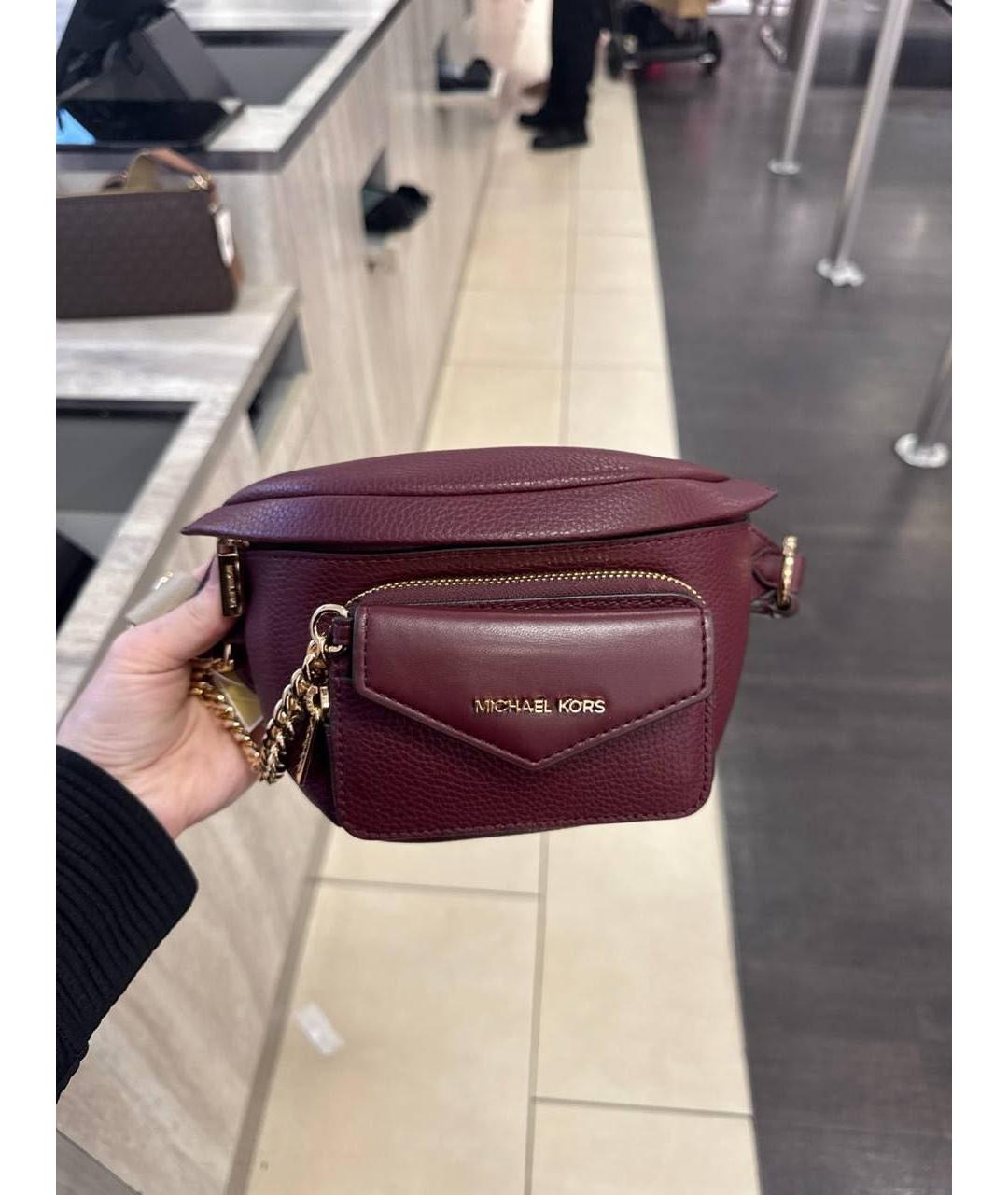MICHAEL KORS Бордовая кожаная поясная сумка, фото 4