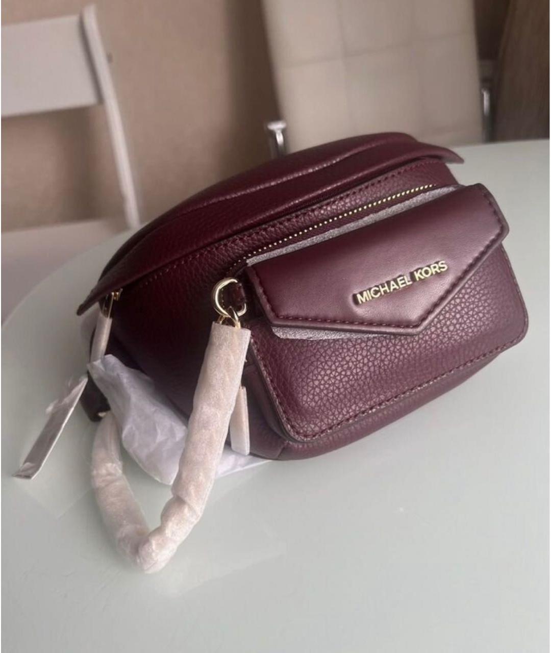 MICHAEL KORS Бордовая кожаная поясная сумка, фото 3