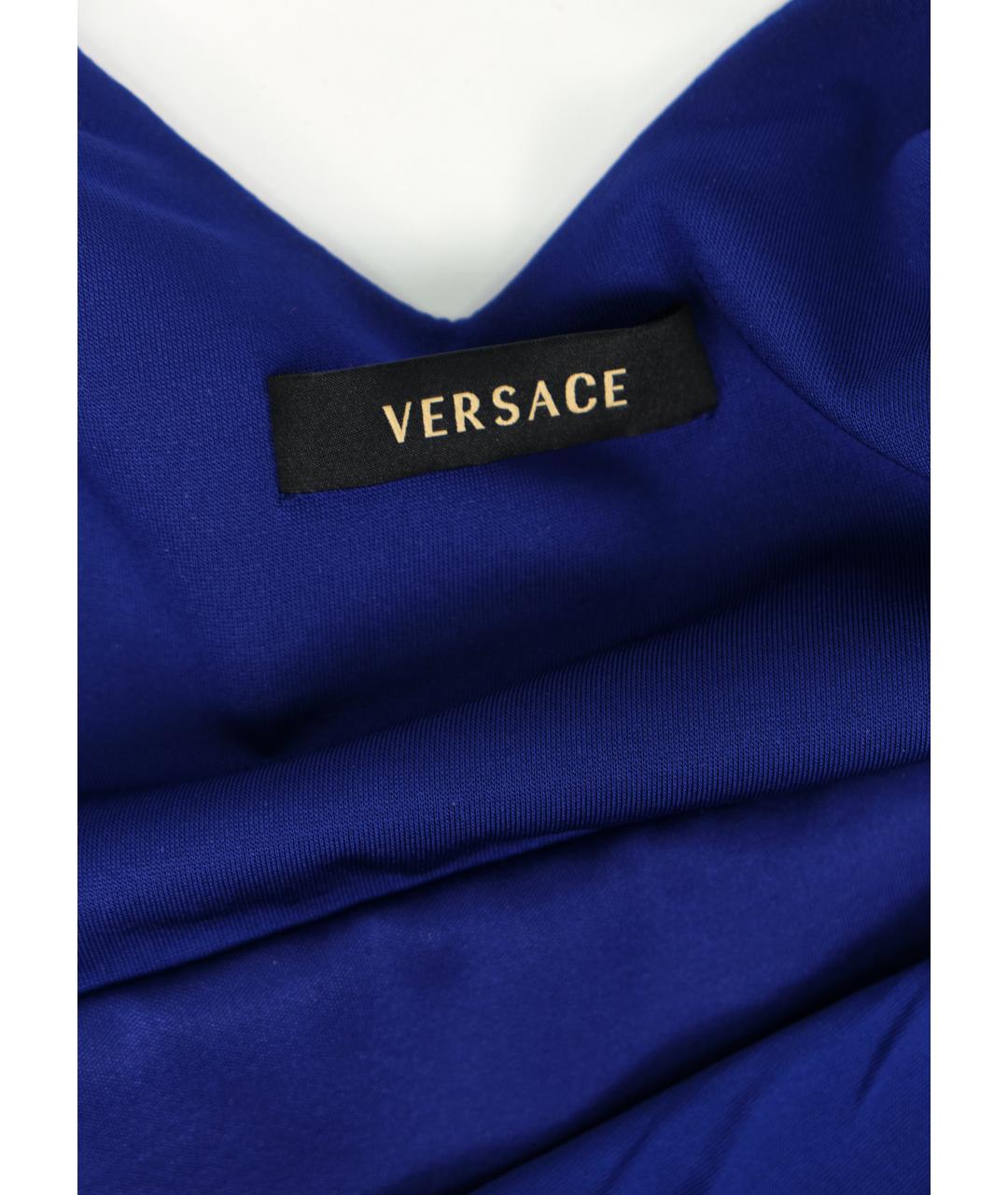 VERSACE Синее вискозное повседневное платье, фото 9