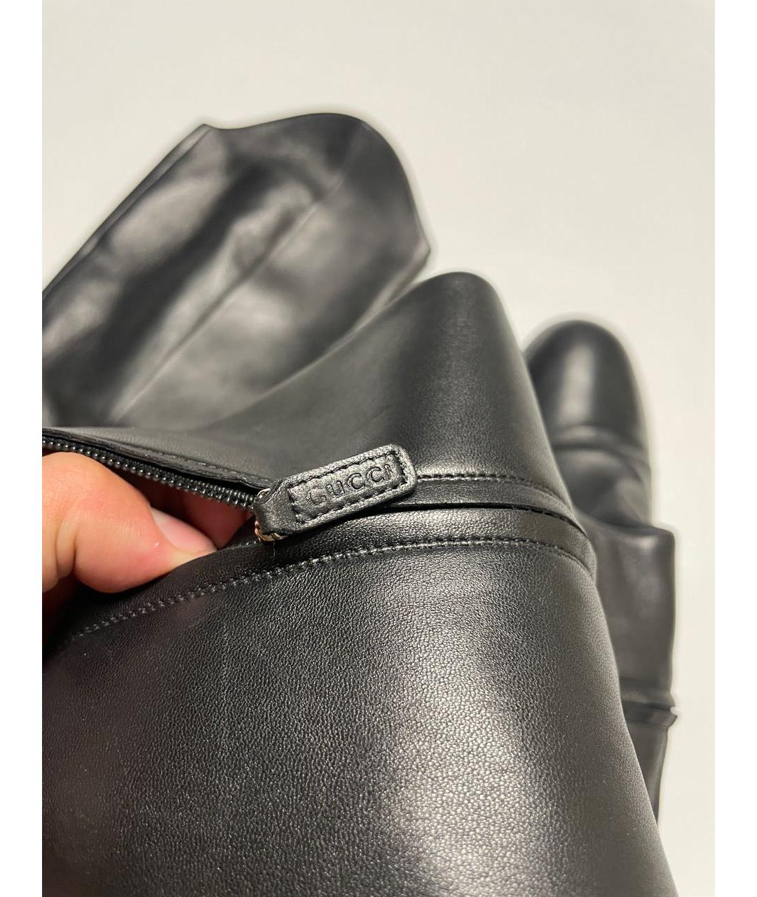 GUCCI Черные кожаные сапоги, фото 4